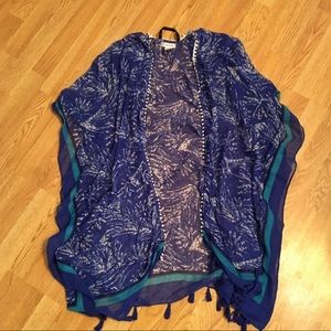 JCPENNEY studio 31 kimono swim cover up blue
